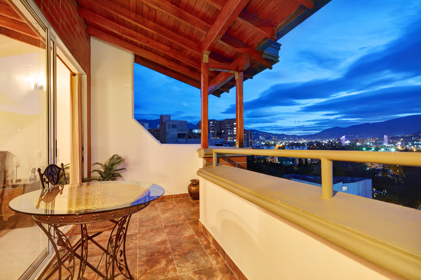 Beautiful outdoor balcony with fantastic view in Medellin apartment for rent