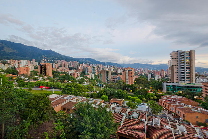 A view of the city from above.