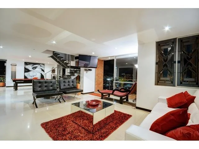 A living room with a large zebra rug and a television.