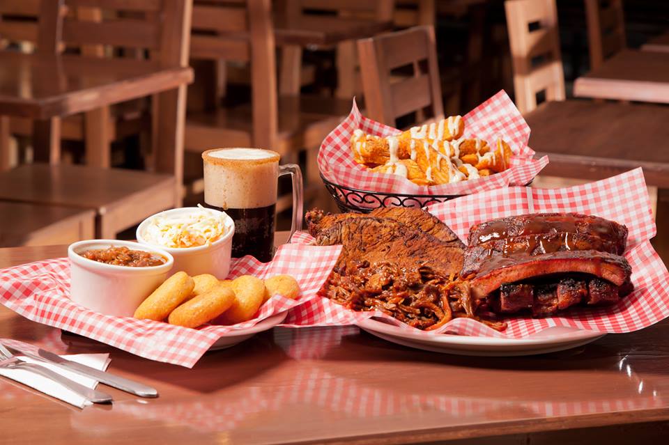 A table with plates of food on it