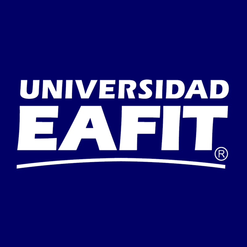 A blue and white logo of the university eafit.