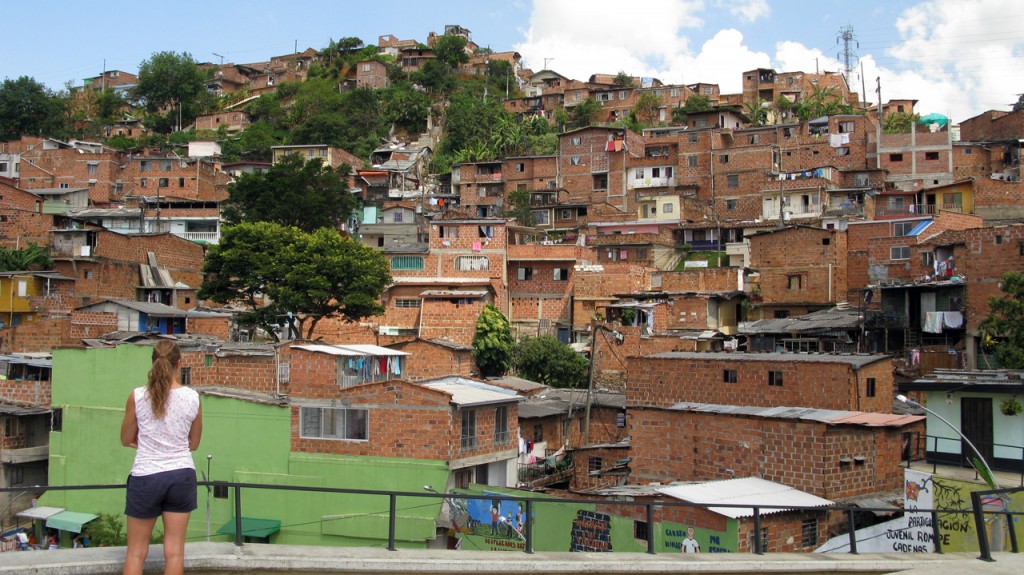 A view of some buildings on the side of a hill.